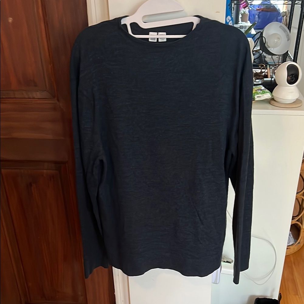 Uniqlo Men's Soft Wool Crewneck Sweater - Dark Blue/Navy